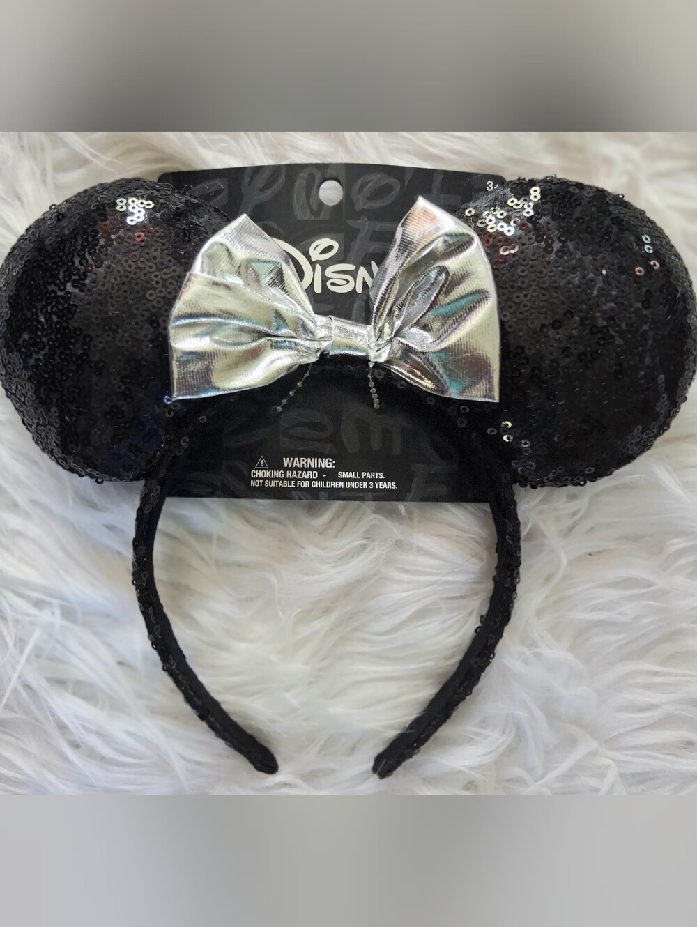 Disney Minnie Mouse Ears with Silver Sequin Bow Headband 2025 Aldi Exclusive New